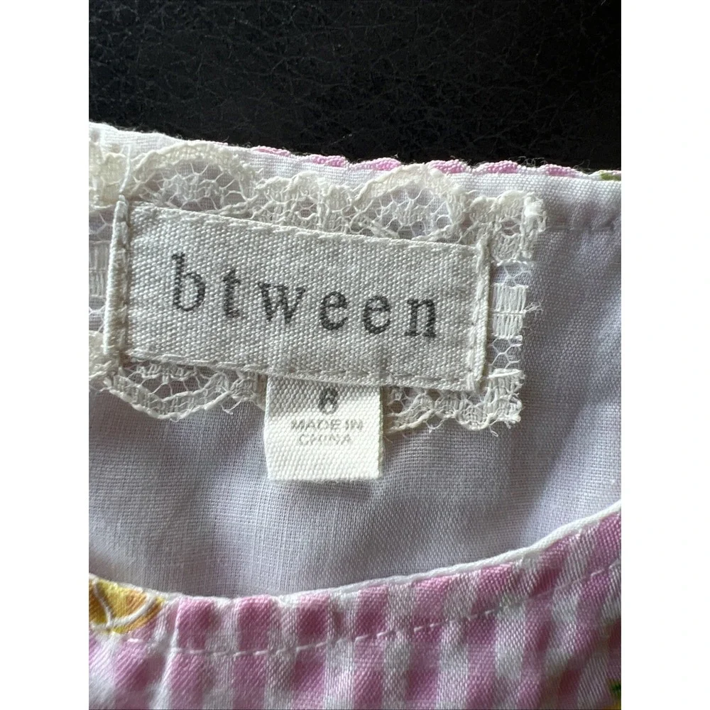 btween Size 6 pink gingham short set with Lemon Stitching - Picture 4 of 8